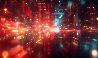 Fototapeta premium Futuristic Emergency with Glowing Symbols and Chaotic Network of Activity