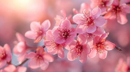 Fototapeta premium Delicate Pink Blossom in Sunlight
