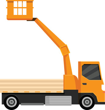 orange lift truck reaching up clip art preview