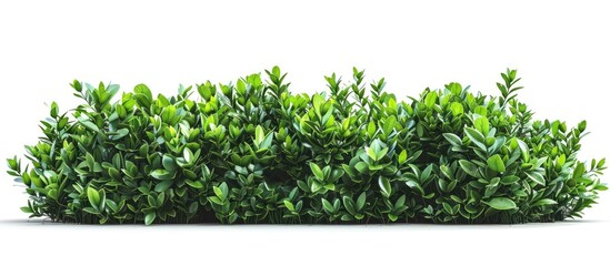 Bush of Vibrant Green Leaves Isolated on a White Background