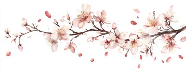 Fototapeta premium Cherry blossom branch with pink petals on
