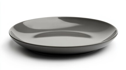 Gray ceramic plate on white background