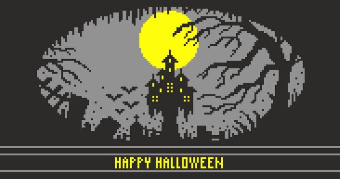 ハロウィンの背景のピクセルアート動画