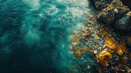 Obraz premium Pollution Impact on Ocean Environment and Marine Life