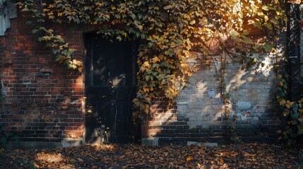 Overgrown Vines on an Abandoned Building Entrance