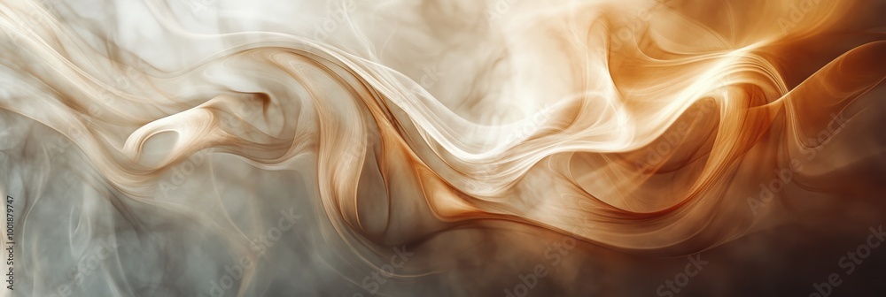 Fototapete Abstract smoke patterns swirl through rich coffee hues, creating a captivating visual experience filled with depth and movement. Generative AI