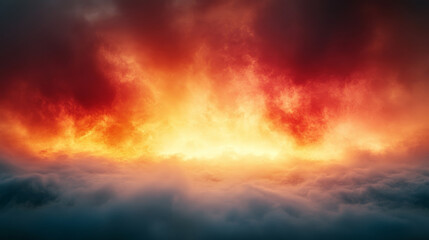 Obraz premium Fiery sunset with clouds creating a dramatic sky