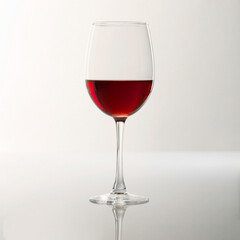 red wine glass and empty bottle with a white background