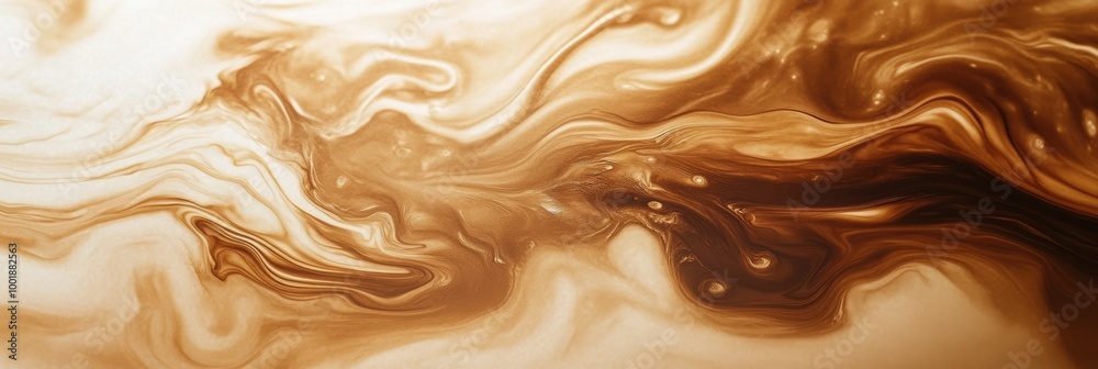 Leinwandbilder swirling coffee merges smoothly with milk creating a mesmerizing abstract pattern in rich brown and 