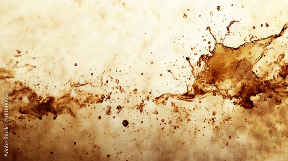 Poster Abstract artistic background created with coffee stains and splashes capturing a dynamic interplay of textures and tones. Generative AI
