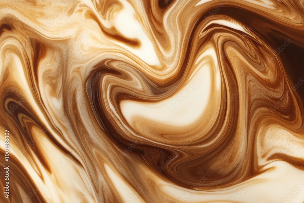 Aufkleber swirling coffee and milk create an abstract pattern in vibrant shades of brown and cream in a captur