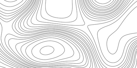 Abstract monochrome image cartography background, abstract black line and white topography map background, lines topographic contour map seamless pattern landscape geodesy geographic mountain relief.