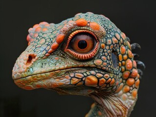 Obraz premium Close-Up Portrait of a Lizard with Strikingly Detailed Scales