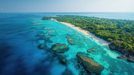 Aerial View of Lush Tropical Island Paradise