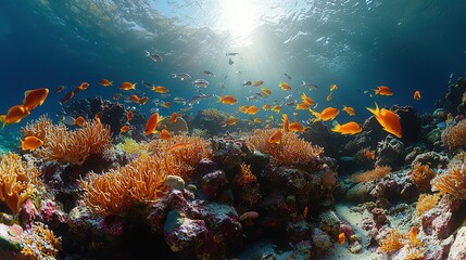 Obraz premium Vibrant Underwater Scene with Colorful Marine Life