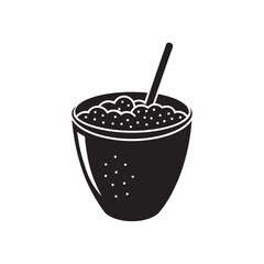 Smoothie Bowl Silhouette Vector  Healthy Food Clipart Breakfast Outline Illustration