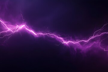 Vivid purple lightning flashing across a dark cloudy sky background for wallpaper, cover and backdrop design