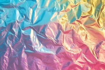Fototapeta premium Abstract background with colorful wrinkled aluminum foil texture for wallpaper, backdrop design