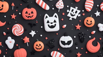 Naklejka premium Enchanting Friendly Vampires and Werewolves Amongst Candy and Stars - Halloween Fun for Kids in 8K Resolution