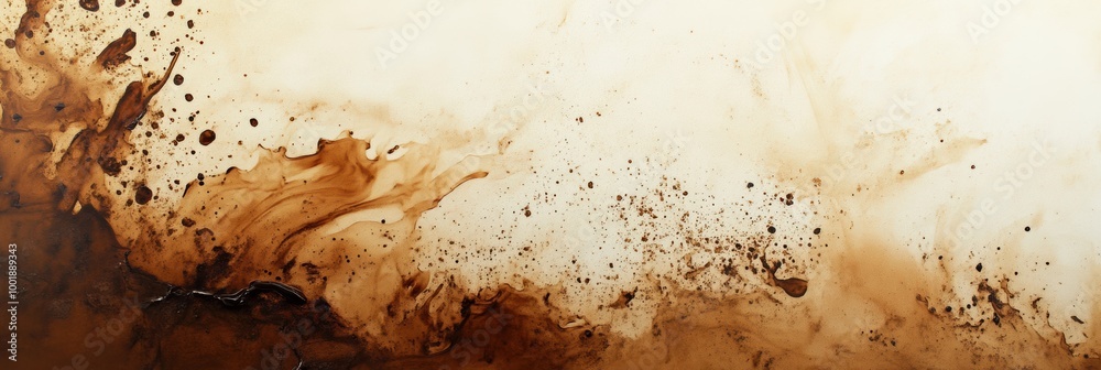 Poster abstract background featuring artful coffee stains and splashes against a light canvas, perfect for 