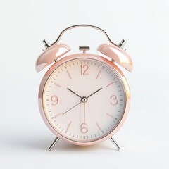 Pink alarm clock isolated on white. Tick Tock Day