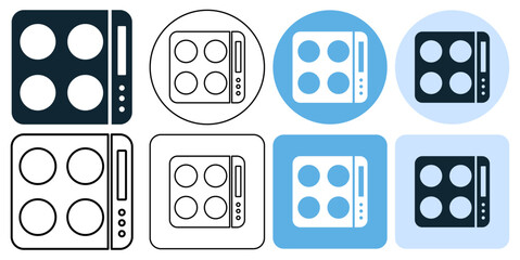 modern electric hob or stove cooking plate, essential kitchen appliance vector pictogram sign icon symbol ui and ux design, glyphs and stroke line.