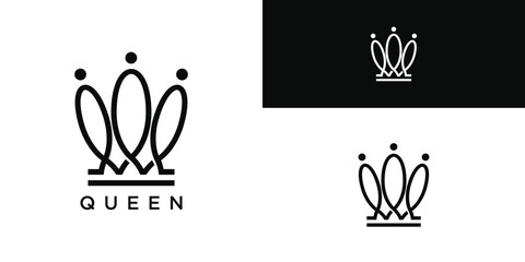 Royal Princess queen crown logo design. Premium Vector