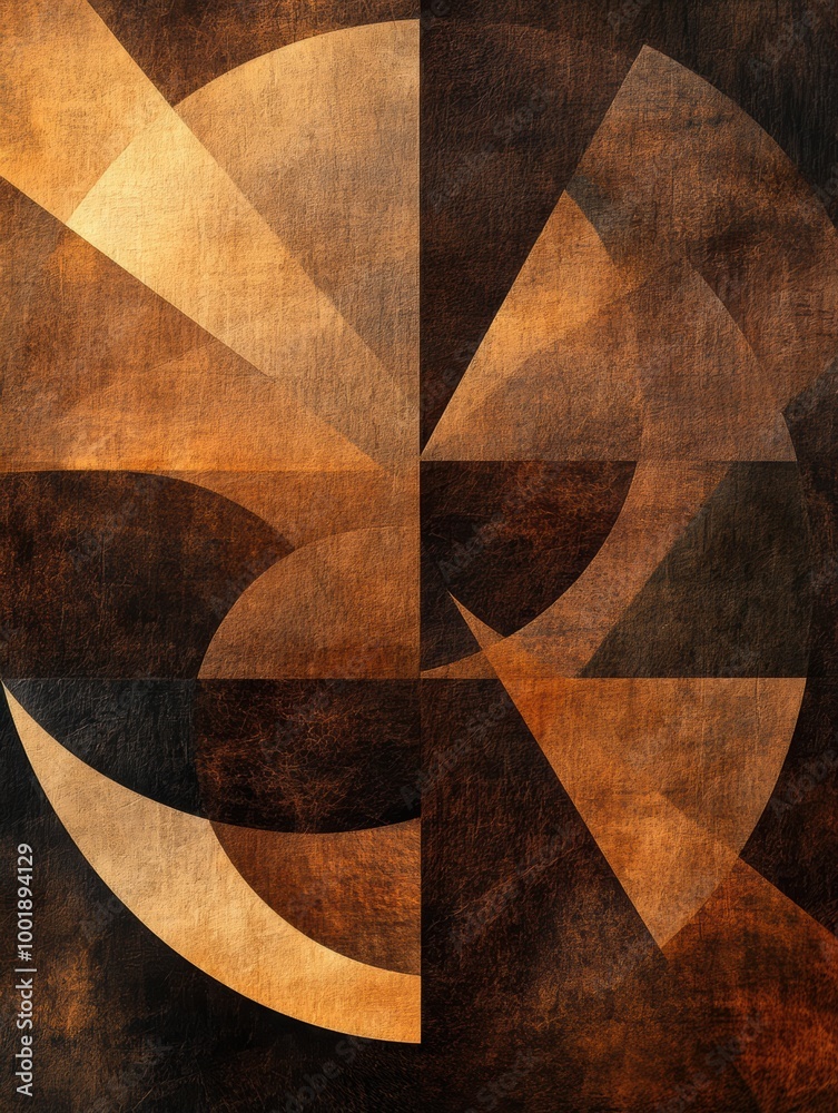 Aufkleber abstract geometric shapes including triangles, circles, and squares feature rich coffee textures in 