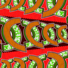 African Ethnic Abstract Curve Line in 3D Seamless Pattern, Ideal for Tribal Textile Art, Fashion Fabric, and Screen Printing Clothes, Traditional Design for Clothes, Bags Printing, Red Background.