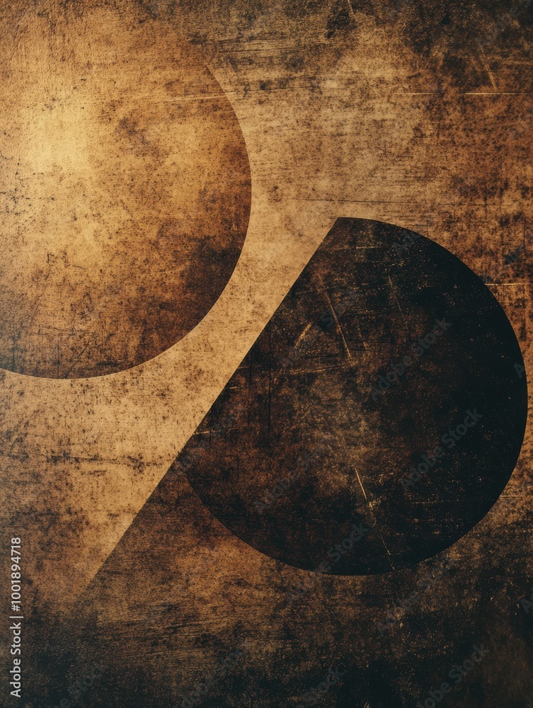 Leinwandbilder abstract geometric shapes with rich coffee textures fill the canvas in a harmonious blend of circles