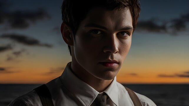 Joven con mirada malvada
