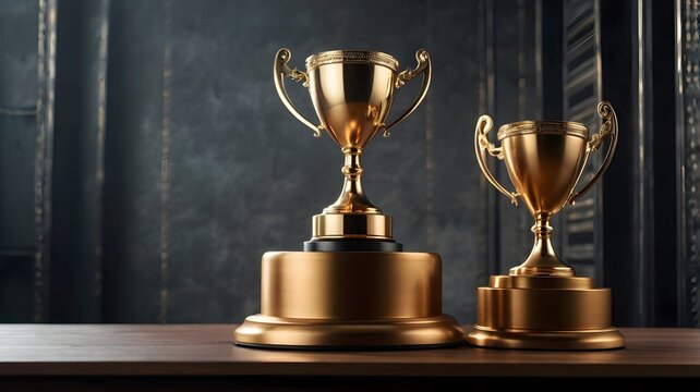Winner award podium prize silver and gold trophy