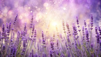 A Field of Lavender Blossoms Bathed in Golden Sunlight, Captured in a Soft, Dreamy Focus, Evoking a Sense of Tranquility and Serenity