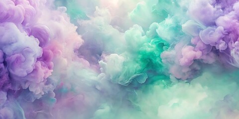 Fototapeta premium Abstract Pastel Swirls of Purple, Green, and White Smoke with Light Filtering Through