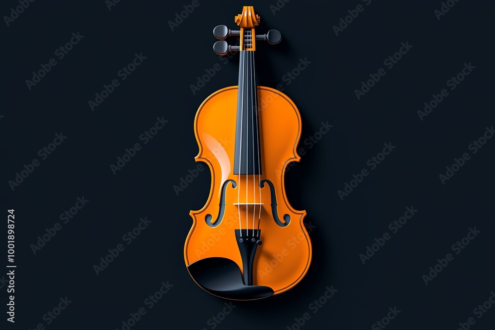 Poster Minimalist violin icon, with sleek lines representing the shape of a violin and its strings, capturing the elegance of the instrument in a simple design