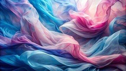 Obraz premium Abstract Delicate Fabric Flowing in a Symphony of Pastel Blue and Pink Hues