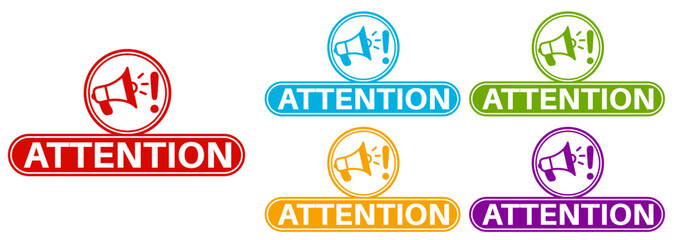 Set attention icon sign. Attention please labels symbol design template Vector illustration