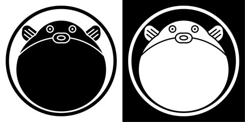 フグの家紋風のベクターイラスト。
