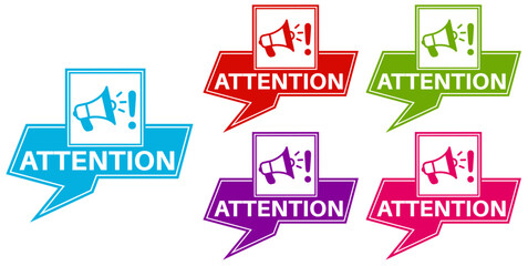 set attention labels icon. important note sign warning  alert sign sticker social media design vector illustration