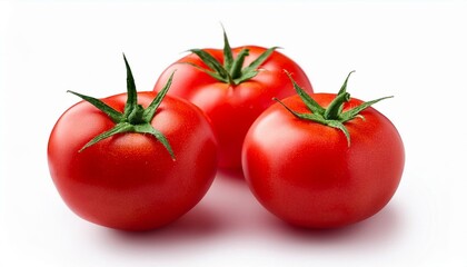 Tomato isolated. Fresh tomato. Tomato vegetables isolated on white background. Natural, organic and fresh whole tomatoes. Delicious and healthy ingredient for salads and seasonal food.
