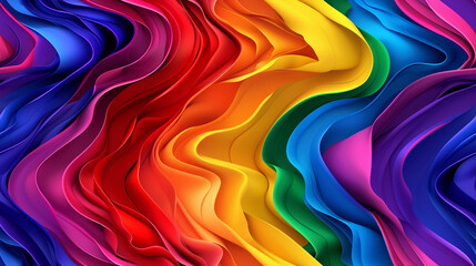Obraz premium Waves, ruffles and bubbles, lgbt, lgbtqia colors of the rainbow. Seamless pattern 