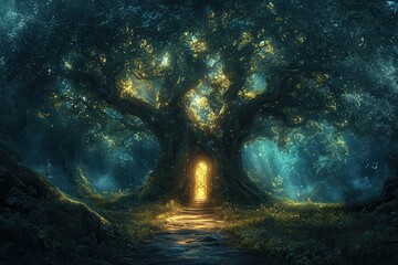 Enchanted Forest Doorway in a Mystical Tree