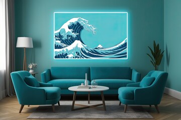 Vibrant Aqua Neon Wave Artwork for Stunning Visuals