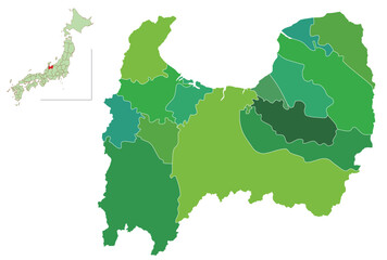 富山　日本　地図　緑　アイコン	