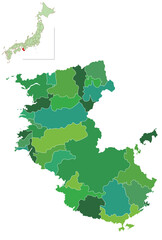 Fototapeta premium 和歌山 日本 地図 緑 アイコン 