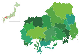 Obraz premium 広島 日本 地図 緑 アイコン 