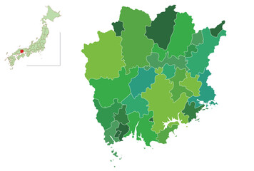 岡山　日本　地図　緑　アイコン	