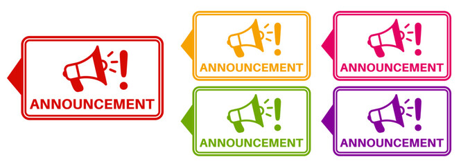 Set announcement icon. Exclamation announces sign labels design template Vector illustration