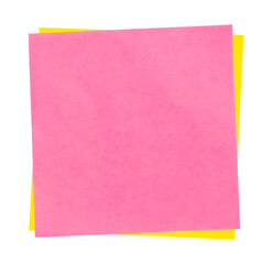 Isolated pink and yellow note paper