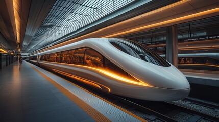 Fototapeta premium Sleek High-Speed Train at Modern Station